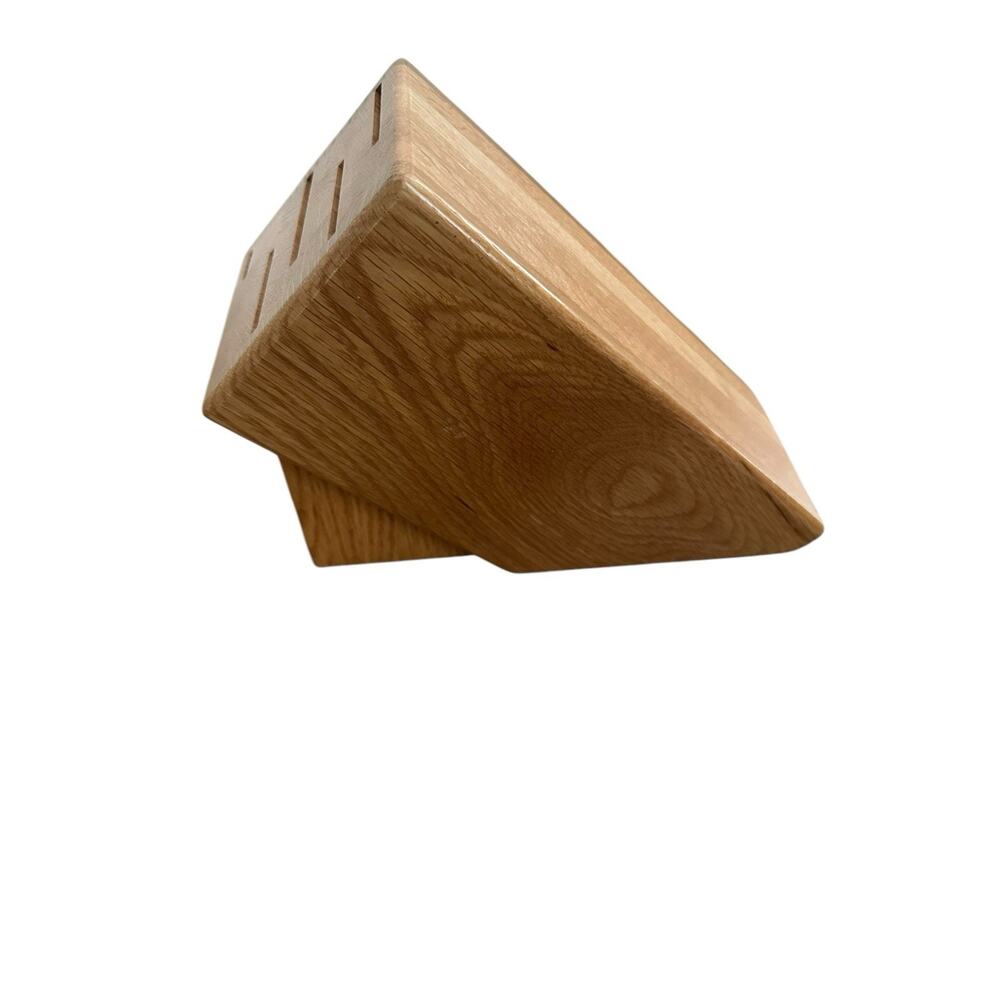 CUTCO 5-Slot Gourmet Knife Block #1749 Solid Oak Wood Honey Finish Made USA - Picture 4 of 5
